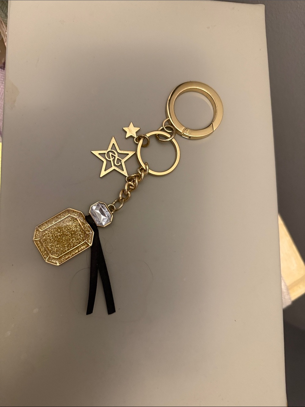 Victoria Secret Gold Star Charm Keychain with Black Tassel